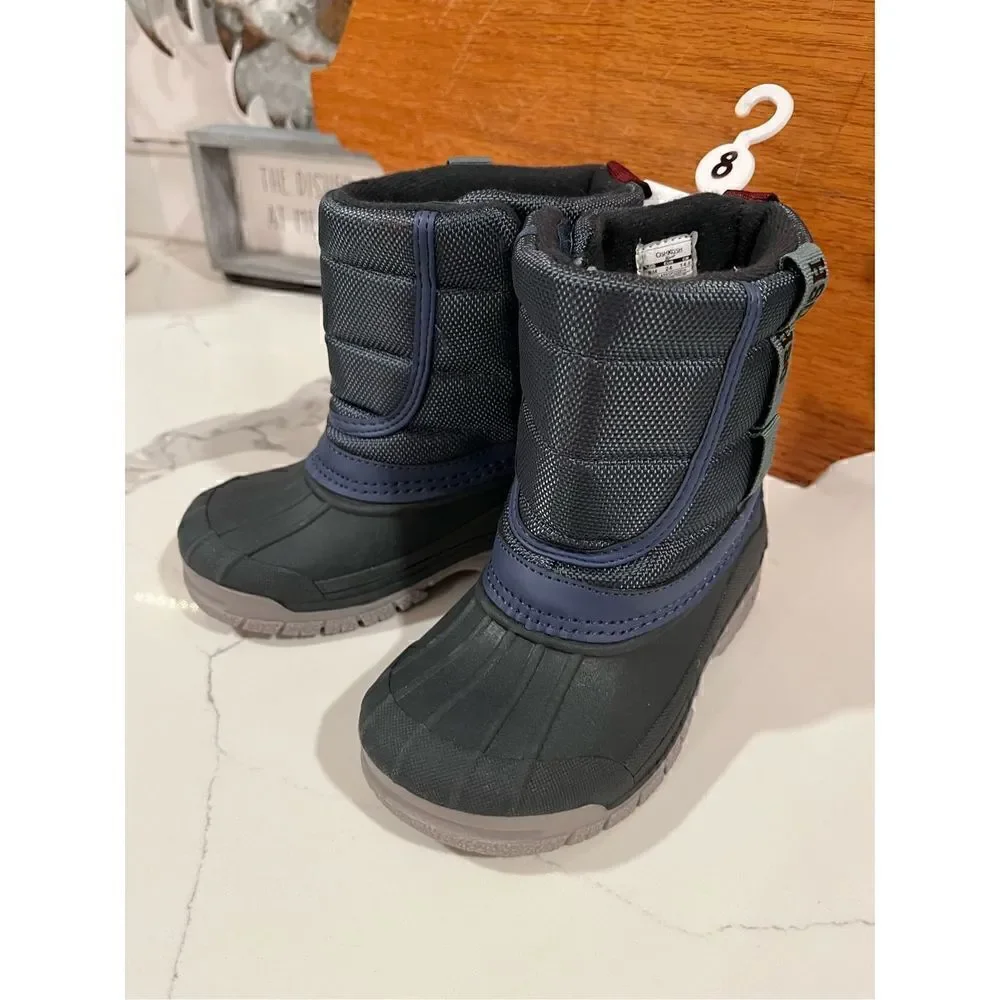 NWT OshKosh B’gosh Boys Splash Snow Boots Sz 8 Blue Black